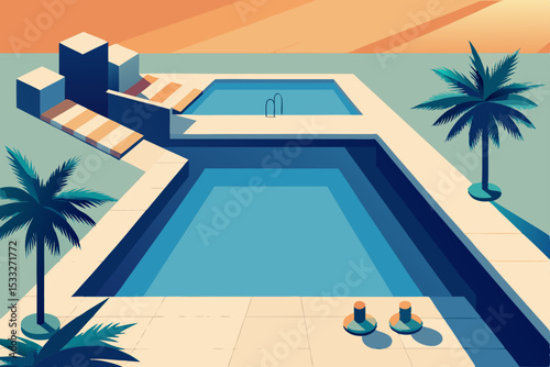 swimming pool with palm trees