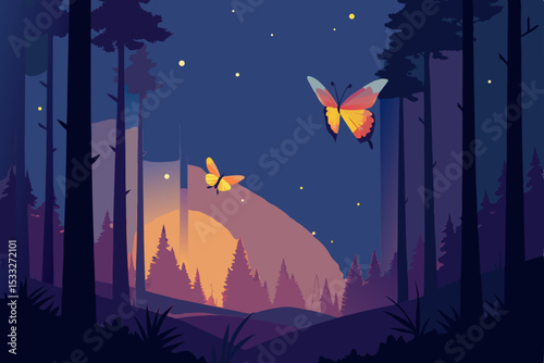 vector illustration of a fantasy landscape