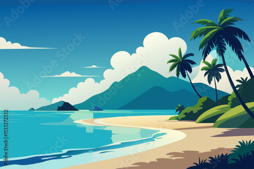 tropical beach with palm trees