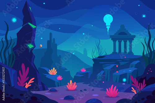 night scene with stars and moon