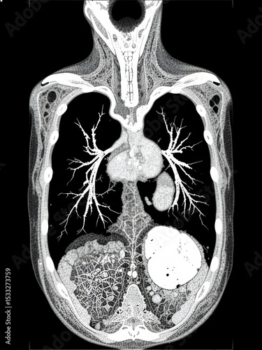 CT scan show heterogeneous mass at interior mediastinum , the mass slightly invade proximal lower part of svc for medical and technology concepts