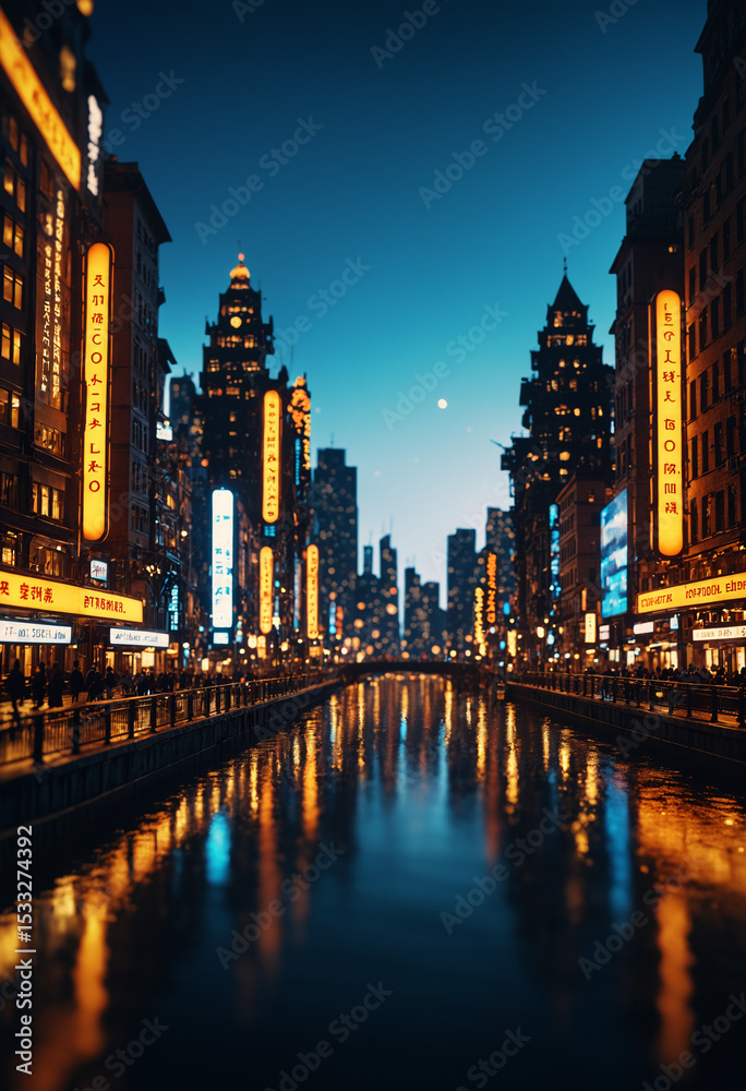 Naklejka premium night view of the city
