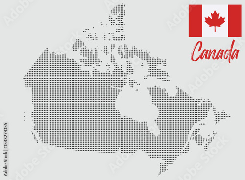Dotted Canada Map with Canadian Flag and Typography