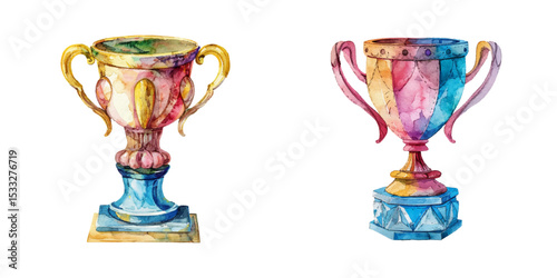 beautiful trophy watercolor vector illustration