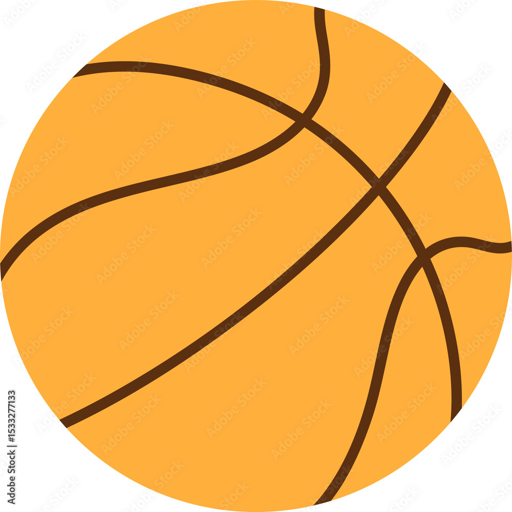 Fototapeta premium Showcasing flat basketball featuring orange black-ribbing on transparent background, copy space