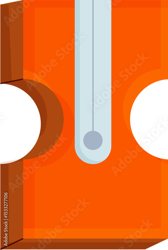 Orange socket faceplate showing two holes and grounding pin in flat design on transparent backdrop