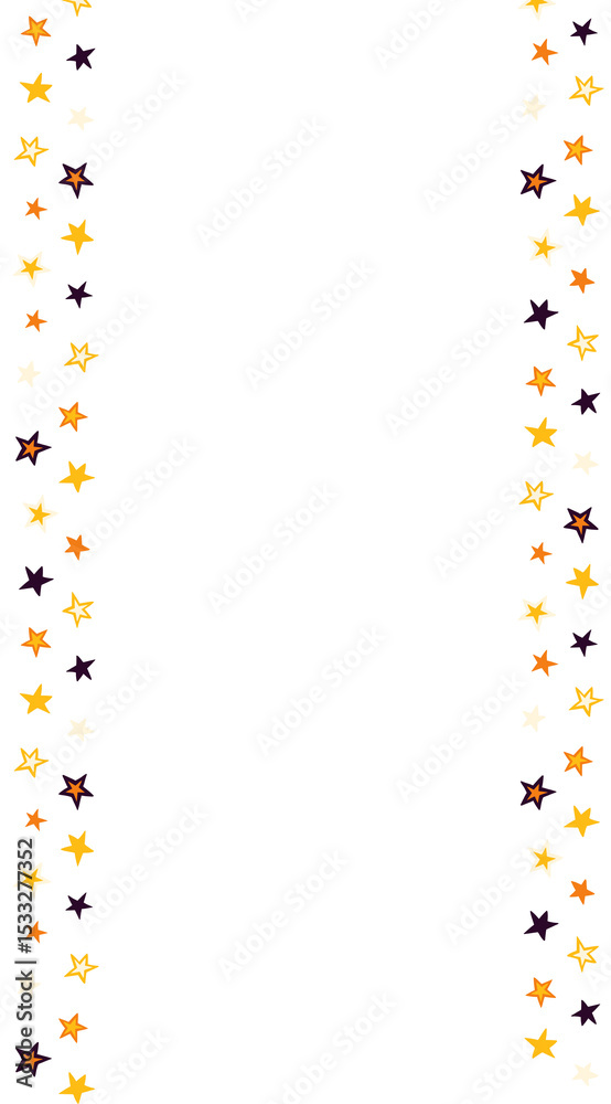 Fototapeta premium Decorative frame featuring sketched stars in flat design with transparent background, copy space