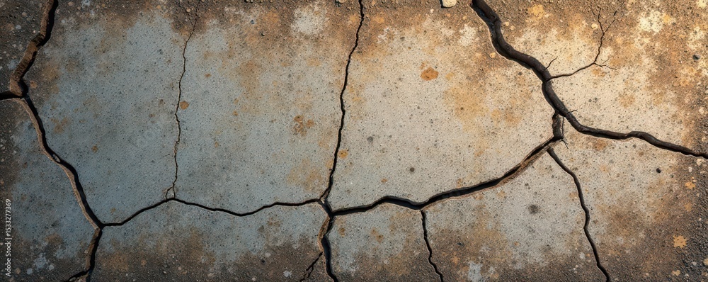 Obraz premium Cracked, weathered concrete surface, showing aged texture and decay , ruined, fragment