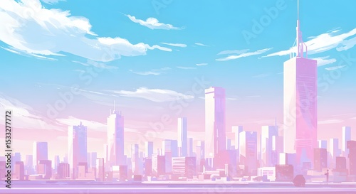 day cityscape colorful art illustration