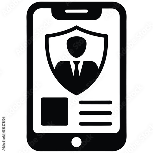 Insurance agent element isolated mobile phone with insurance app on white background