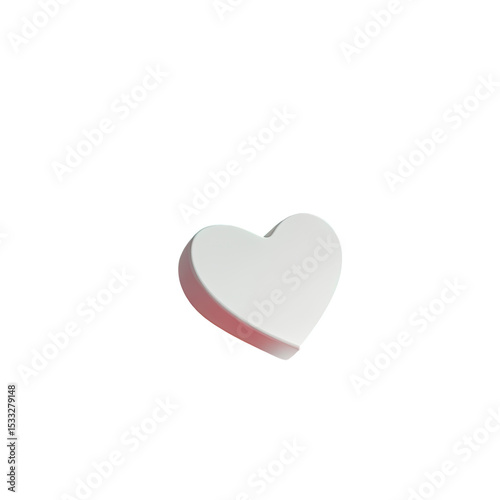 A 3D rendered heart. A glossy, light gray heart, with a subtle, pinkish-red gradient, sits in a black background