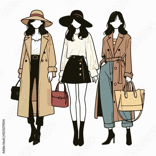 korean fashion model vector illustration