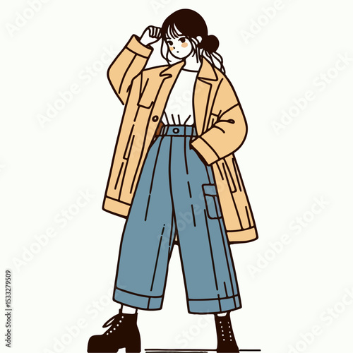korean fashion model vector illustration