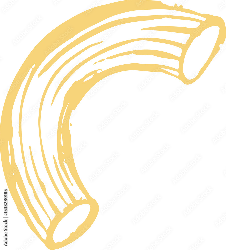 Obraz premium Stylized elbow macaroni tube is floating in brushstroke style over transparent background