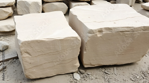 splitting of large sandstone blocks with wedges