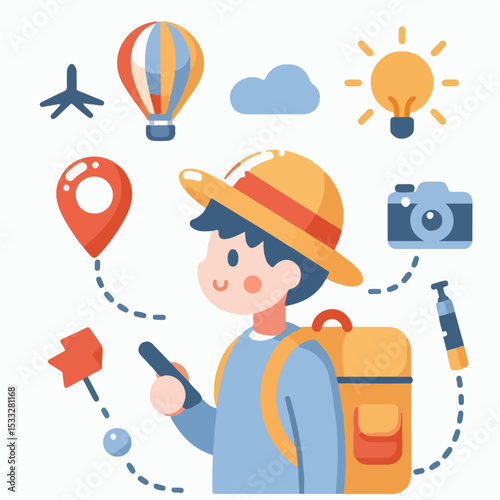 vector illustration of people on tour