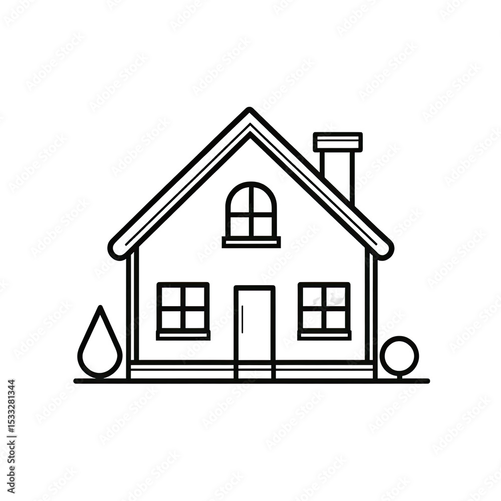 Fototapeta premium Simple outline drawing of a house (1)