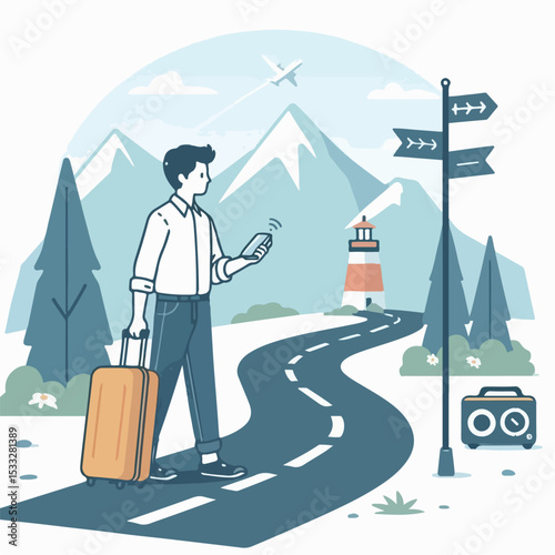 vector illustration of people on tour