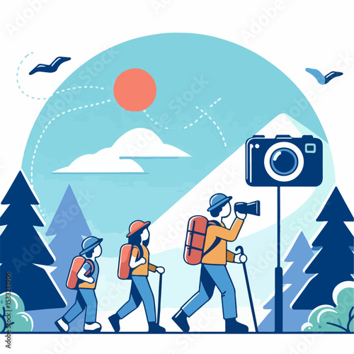 vector illustration of people on tour