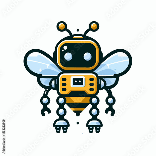 cartoon robot bee vector illustration