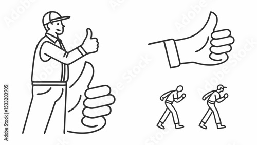 Thumbs Up Positive Feedback, Success, and Progress Illustration