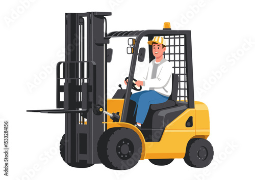 Forklift Operator  A Detailed Illustration of Warehouse Logistics and Material Handling