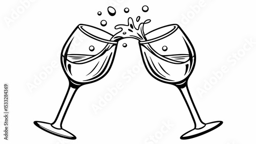 Celebrating Success Two Wine Glasses Toast