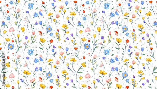 Whimsical Watercolor Wildflowers A Delicate Spring Floral Pattern Design