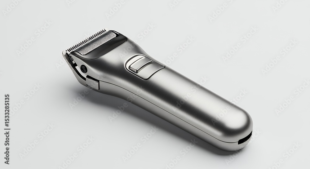 Silver electric hair clipper on white background Silver electric hair clipper on white background