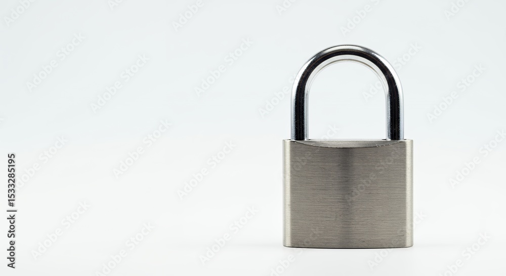 Silver padlock against white background Silver padlock against white background