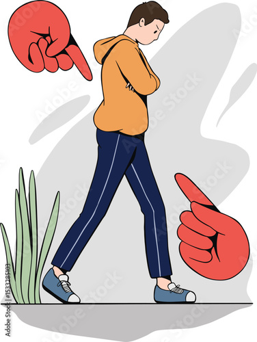 Vector illustrations of negative emotions among teenagers