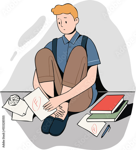 Vector illustrations of negative emotions among teenagers