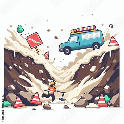 landslide vector illustration