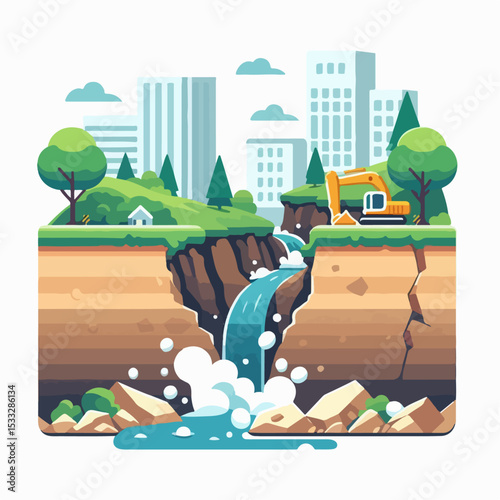 landslide vector illustration