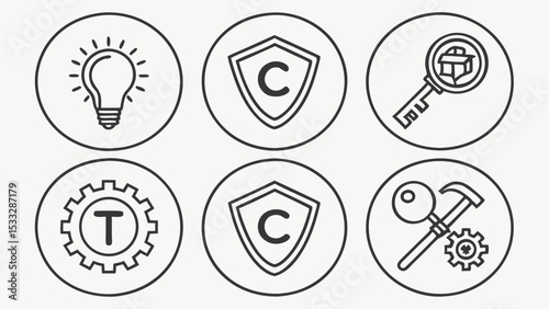 Intellectual Property Protection Copyright & Trademark Icons
