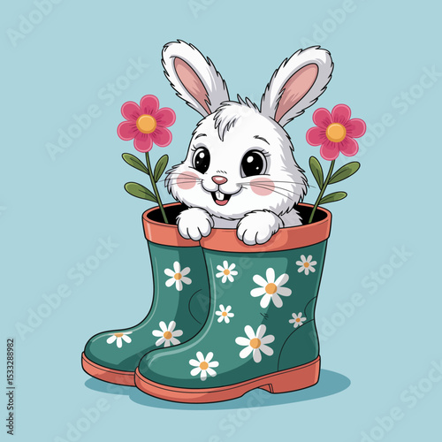 Cute Rabbit in Two Boots