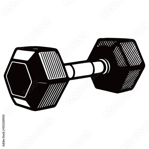 Silhouette image of dumbbells on white background