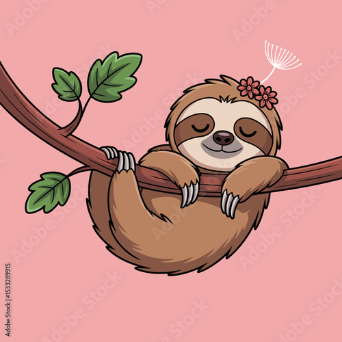 Sloth with Flower Headband