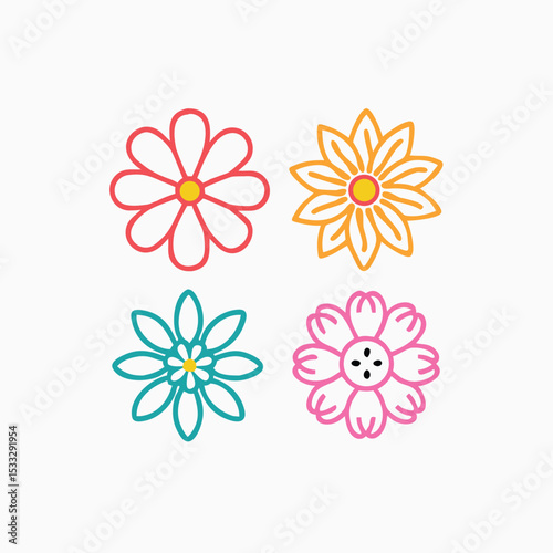 Flower abstract icon design fully editable vector template