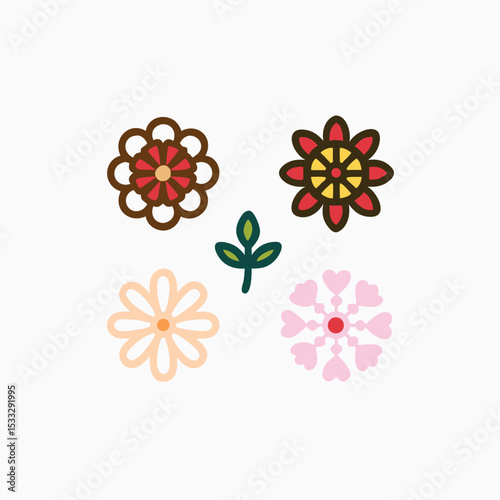 Flower abstract icon design fully editable vector template