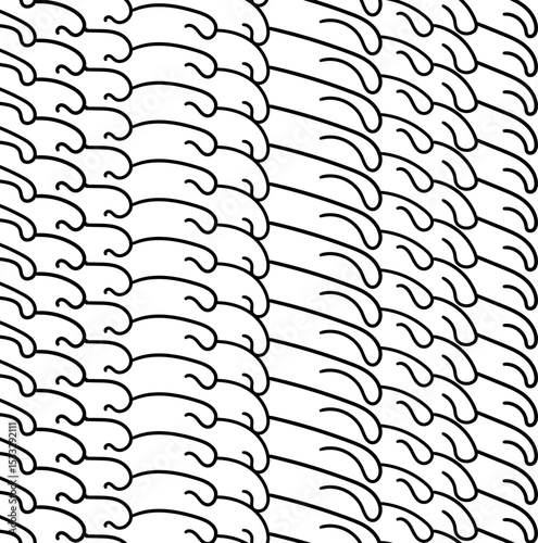 Imitation of flowing liquid with drops or line art with repeating rounded wet shapes.