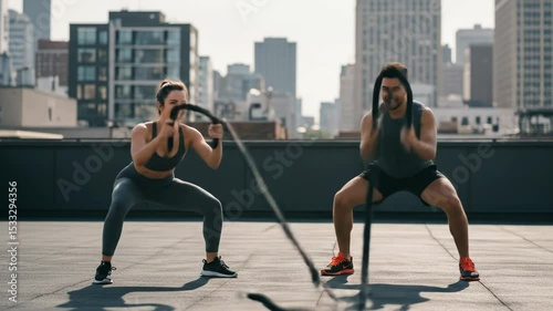 Urban Fitness: Battling Ropes Workout on Rooftop
