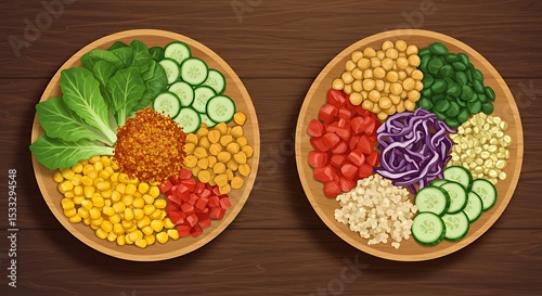 Healthy Vegan Bowls: Colorful Quinoa and Chickpea Power Bowls with Fresh Vegetables