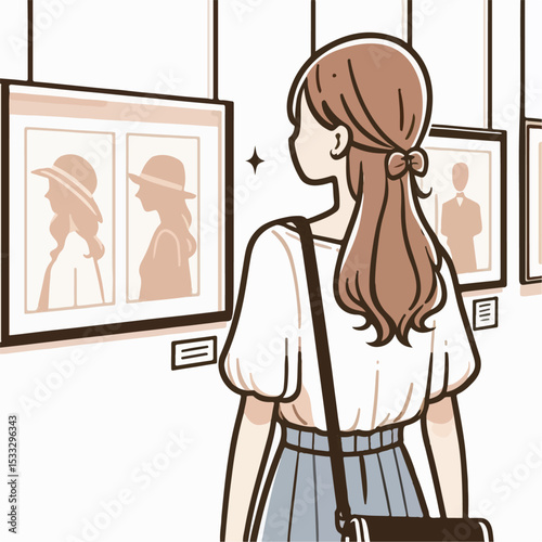 vector illustration of people looking at exhibition