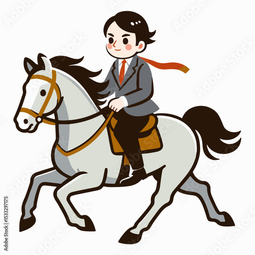 vector illustration of a person riding a horse