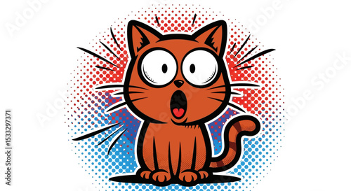 Surprised Cartoon Cat  A Hilarious Illustration of a Shocked Feline