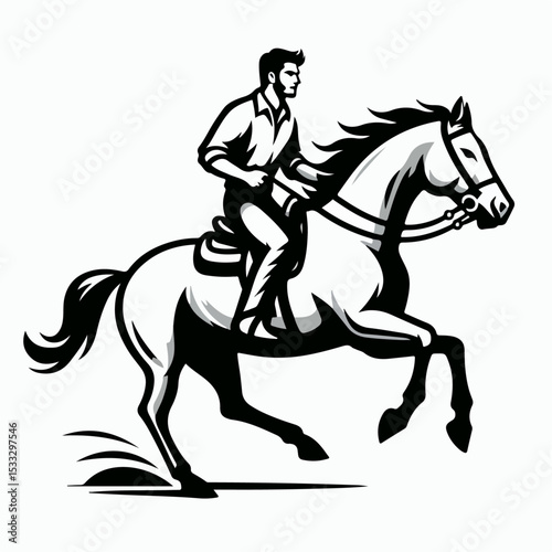 vector illustration of a person riding a horse
