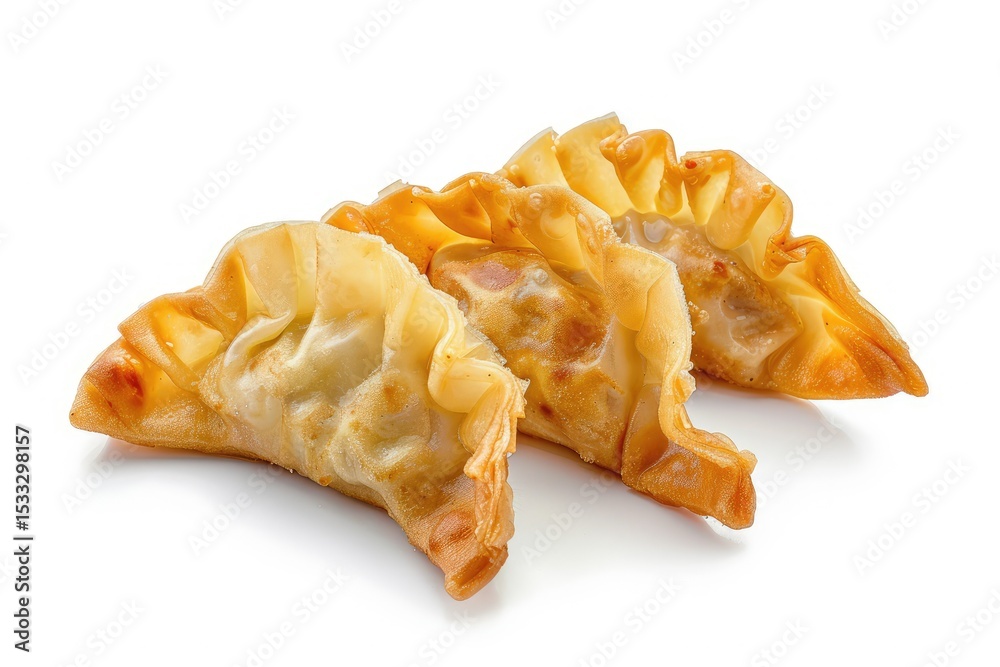 Vibrant Color Picture of Gyoza Isolated on White Background Vibrant Color Picture of Gyoza Isolated on White Background