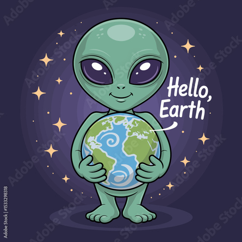 Alien Holding Earth with Glow