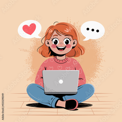 Cute Girl on Laptop